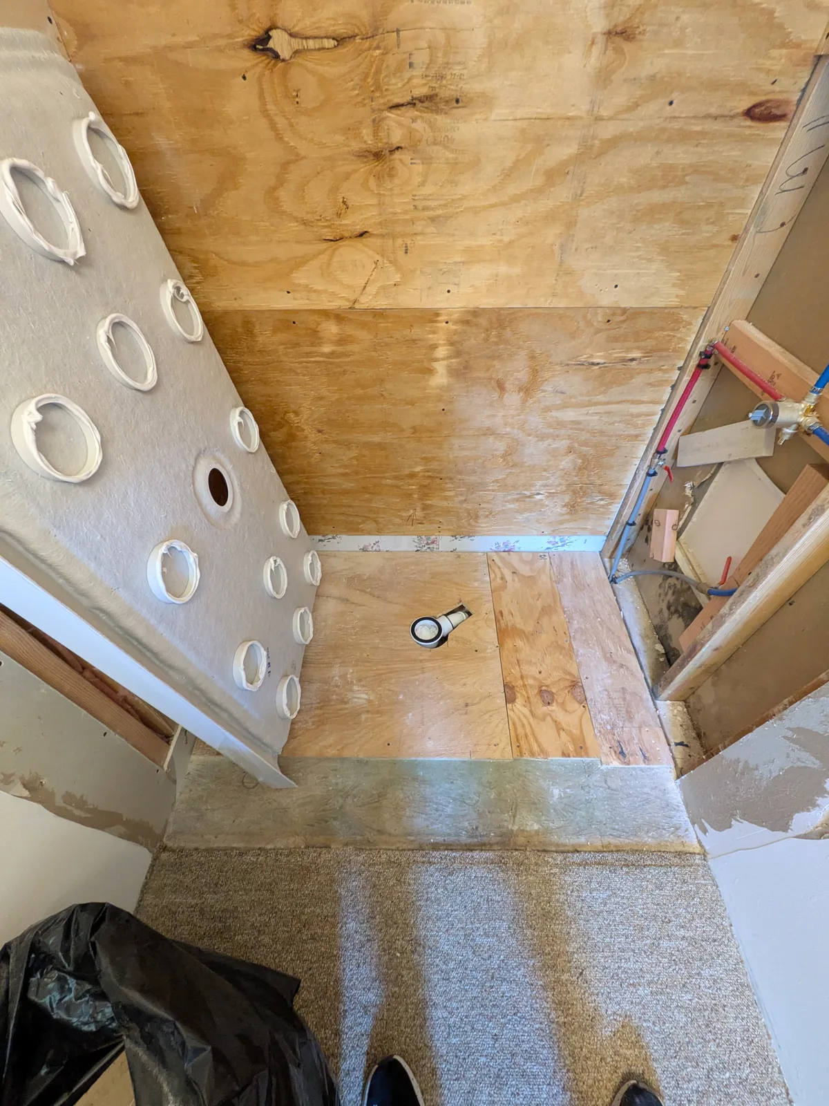 Room-wide view of the remodeled bathroom