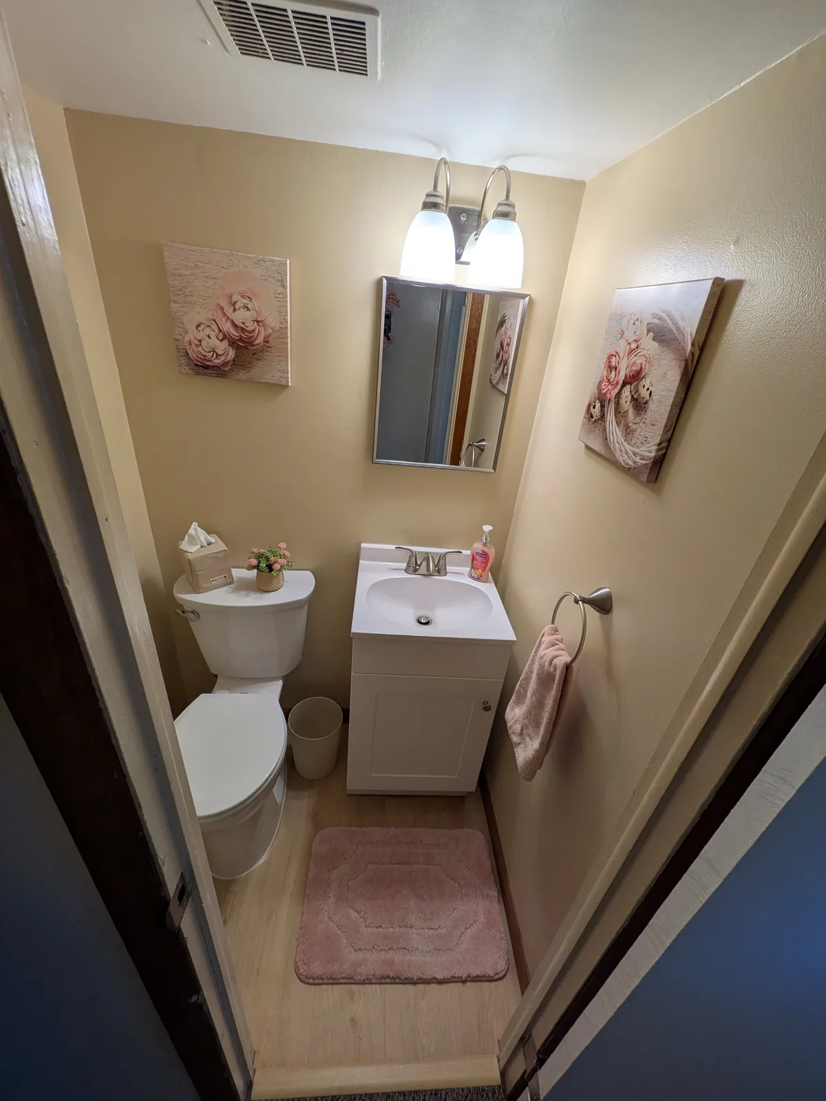 Finished powder room looking toward the basin