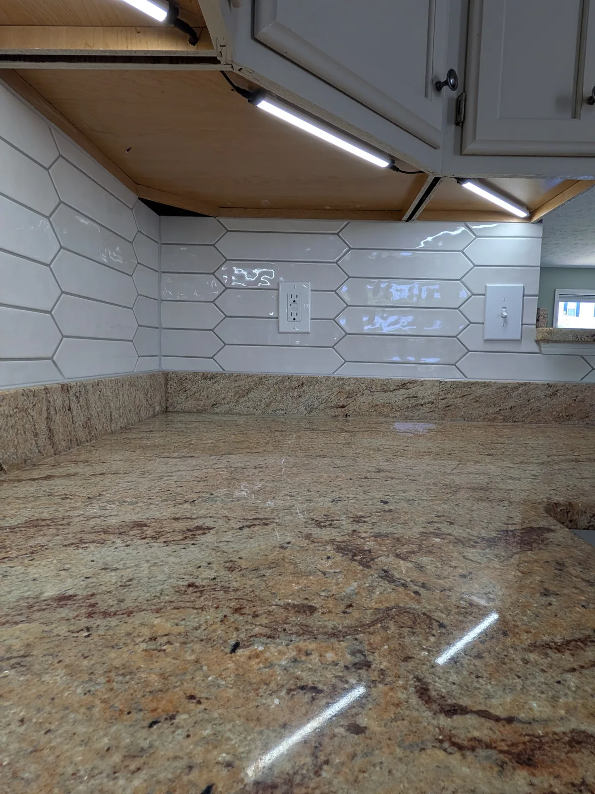 Walk-in shower, vanity and flooring after the remodel